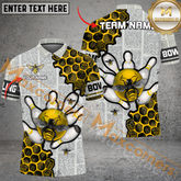 Maxcorners Ball And Pins Let It Bee Bowling Jersey Multicolor Option Customized Name, Team Name 3D Polo Shirt