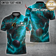 Maxcorners Bowling Thunder Strike Multicolor Customized Name, Team Name 3D Shirt