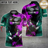 Maxcorners Bowling Dinosaur Smash Ball Design Personalized Name 3D Unisex Shirt