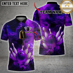 Maxcorners Cosmic Strike Bowling Multicolor Customized Name, Team Name 3D Shirts