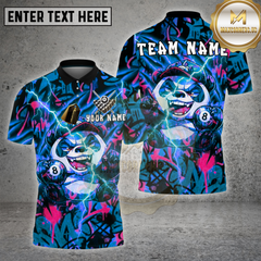 Maxcorners Billiards Shirts 8-Ball Crazy Character Design Multi Options Personalized Name, Team Name 3D Shirt