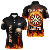 Maxcorners Custom Fire Skull Multi-Flame Dartboard Dart Shirts For Men, Dart Team Jerseys LM064