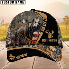 Maxcorners Wilderness Moose Hunting Camo Multicolor Personalized Name 3D Cap