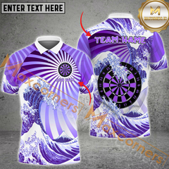 Maxcorners Darts Great Wave Multicolor Option Customized Name, Team Name 3D Polo Shirt
