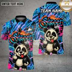 Maxcorners Street Life Panda Bowling Neon Flash Multioptions Personalized Name, Team Name Unisex 3D Shirt (4 Colors)