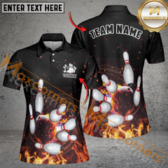 Maxcorners Blow Up The Fire Bowling On Flame Bowling Jersey Customized Name, Team Name 3D Shirt For Women