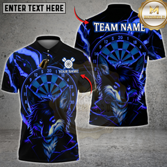 Maxcorners Darts Cool Wolf Neon With Dartboard Multicolor Customized Name, Team Name 3D Shirts
