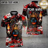 Maxcorners Bowling Fury Strike Funny King Ball Multicolor Customized Name, Team Name 3D Shirts