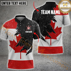 Maxcorners Darts Canadian Flag Customized Name, Team Name 3D Polo Shirt