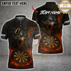 Maxcorners Wolf Darts Fire Fury Multicolor Customized Name, Team Name 3D Shirt