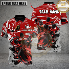 Maxcorners Bowling Crimson Chaos Strike Multicolor Customized Name, Team Name 3D Shirts