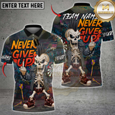 Maxcorners Bowling Never Give Up Punk Skeleton Multicolor Customized Name, Team Name 3D Shirt