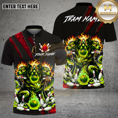 Maxcorners Bowling Cerberus Fire Beast Hell Flame Design Multi Options Personalized Name Team Name 3D Shirt