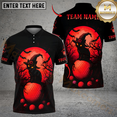 Maxcorners Golf Halloween Black Cat Multicolor Customized Name, Team Name 3D Shirts