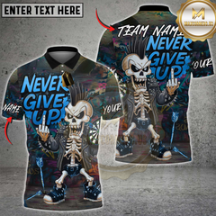 Maxcorners Bowling Never Give Up Punk Skeleton Multicolor Customized Name, Team Name 3D Shirt