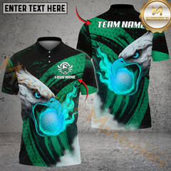 Maxcorners Flame Eagle Strike Golf Polo Shirt, Customized Name & Team Name 3D Shirts (4 Colors)