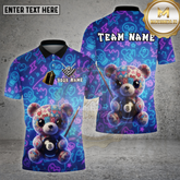 Maxcorners Billiards Cute Teddy Bear Neon Graffiti Style Multi Options Personalized Name Team Name 3D Shirt
