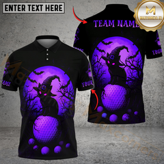 Maxcorners Golf Halloween Black Cat Multicolor Customized Name, Team Name 3D Shirts