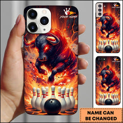 Maxcorners Bowling Fire Bull Rampage Personalized Name Phone Case