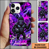 Maxcorners Bowling Purple Lightning Gorilla Personalized Name Phone Case