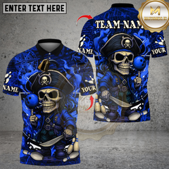 Maxcorners Bowling Pirate Captain Skeleton Multicolor Customized Name, Team Name 3D Shirts