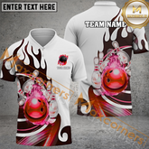 Maxcorners Flame Bowling Jersey Multicolor Option Customized Name, Team Name 3D Polo Shirt