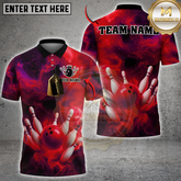 Maxcorners Cosmic Strike Bowling Multicolor Customized Name, Team Name 3D Shirts
