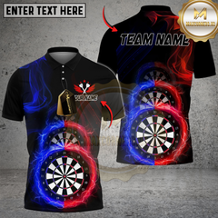 Maxcorners Darts Triple Double Flame Dartboard Customized Name, Team Name 3D Shirt (4 Colors)