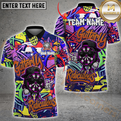 Maxcorners Darts Graffiti Funny Gutterly Ridiculous Multicolor Personalized Name, Team Name 3D Polo Shirt