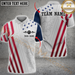 Maxcorners Bowling Patriot Wings US Flag Customized Name, Team Name 3D Unisex Shirt