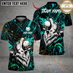 Maxcorners Wildfire Wolf Swing Golf Shirt, Customized Name & Team Name 3D Shirts (4 Colors)