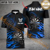Maxcorners Darts Skull Thunder Light MutilColor Option Customized Name, Team Name 3D Polo Shirt