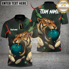 Maxcorners Bowling Tiger Ball Multicolor Customized Name, Team Name 3D Shirts