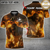 Maxcorners Bowling Gorilla Flame Multicolor Customized Name, Team Name 3D Shirts