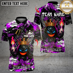 Maxcorners Bowling Fury Strike Funny King Ball Multicolor Customized Name, Team Name 3D Shirts