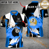 Maxcorners Billiard Ball 8 And Ball 9 Flame Multicolor Options Personalized Name, Team Name 3D Polo Shirt (6 Colors)