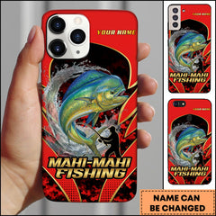 Maxcorner Mahi-mahi Fishing Jumping Water Fisherman Silhouette Personalized Name 3D Phone Case