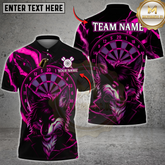 Maxcorners Darts Cool Wolf Neon With Dartboard Multicolor Customized Name, Team Name 3D Shirts