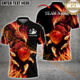 Maxcorners Bowling Shirt Flaming Phoenix Strike Design Multicolor Options Personalized Name, Team Name 3D Shirt (4 Colors)