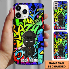 Maxcorners Bowling Colorful Graffiti Ball Character Personalized Name Phone Case