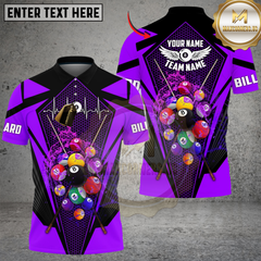 Maxcorners Billiards Neon Burst Pool Balls Multicolor Customized Name, Team Name 3D Shirt