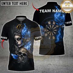 Maxcorners Darts Skull and Rose Flame Design Multicolor Customized Name, Team Name 3D Shirts