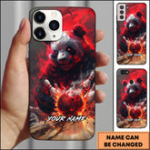 Maxcorners Bowling Red Fire Panda Rage Personalized Name Phone Case