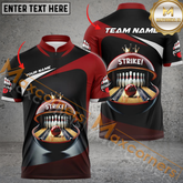 Maxcorners Funny Strike Bowling Jersey Multicolor Option Customized Name, Team Name 3D Polo Shirt