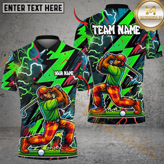Maxcorners Electric Swing Golf Multicolor Customized Name, Team Name 3D Shirts