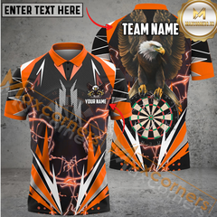 Maxcorners Darts Eagle Thunder Lightning Mutilcolor Options Personalized Name, Team Name 3D Polo Shirt
