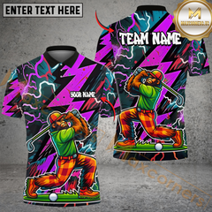 Maxcorners Electric Swing Golf Multicolor Customized Name, Team Name 3D Shirts