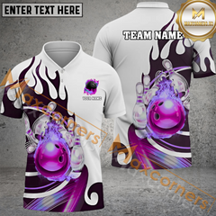 Maxcorners Flame Bowling Jersey Multicolor Option Customized Name, Team Name 3D Polo Shirt