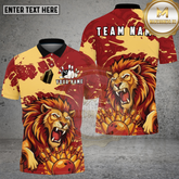 Maxcorners Bowling Shirt Fierce Lion Pins Ball Design Multicolor Options Personalized Name, Team Name 3D Shirt (4 Colors)