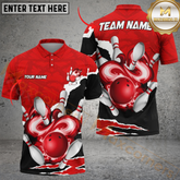 Maxcorners Bowling Storm Personalized Name Men And Women 3D Polo Shirt Custom Bowling Team Jersey (4 Colors)